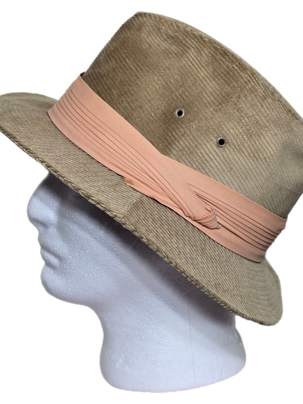 Stevens Corduroy Safari Hat X-Large Tan Cotton Made In USA Vintage 90s